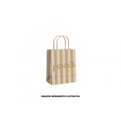 SACOLA PAPEL - CROMUS - 26x19,5x9,5 STRIPES KRAFT MARFIM M